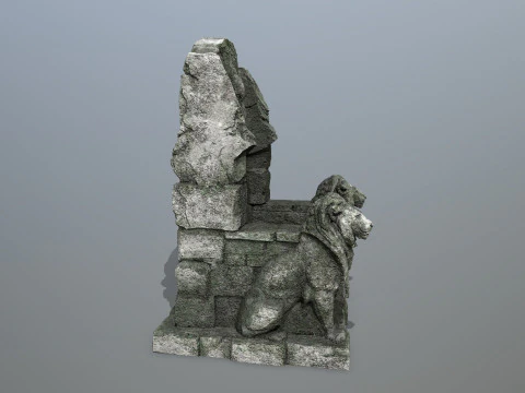 Lion Stone Throne 3D Model