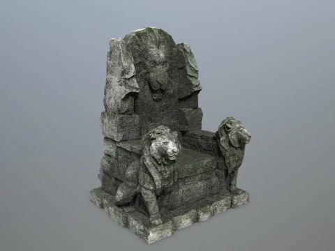 Lion Stone Throne 3D Model