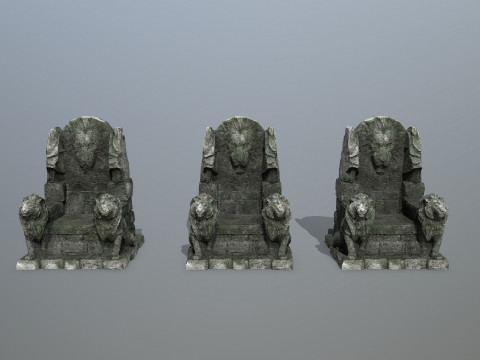 Lion Stone Throne 3D 模型
