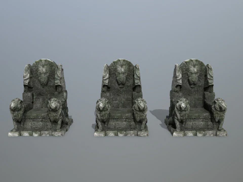 Lion Stone Throne 3D Model