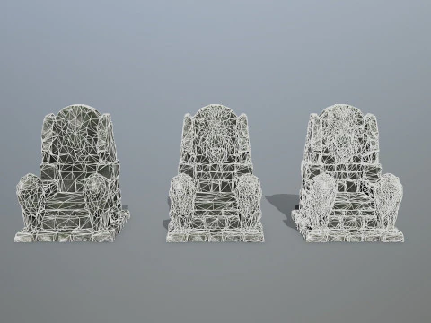 Lion Stone Throne 3D Model