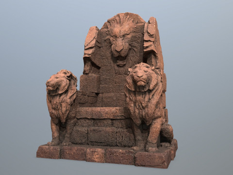 Lion Stone Throne 3D Model