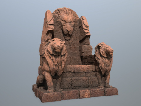 Lion Stone Throne 3D Model