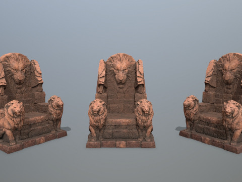 Lion Stone Throne 3D Model