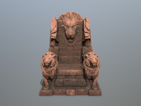 Lion Stone Throne 3D Model