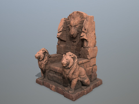 Lion Stone Throne 3D Model