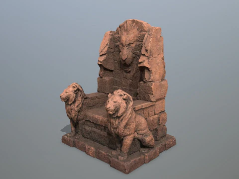 Lion Stone Throne 3D Model