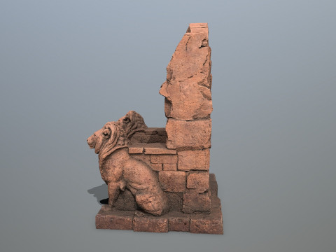 Lion Stone Throne 3D Model