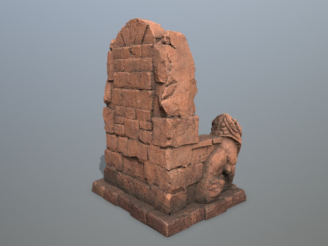 Lion Stone Throne 3D Model