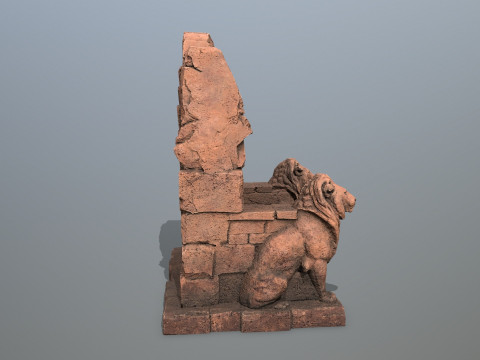Lion Stone Throne 3D Model