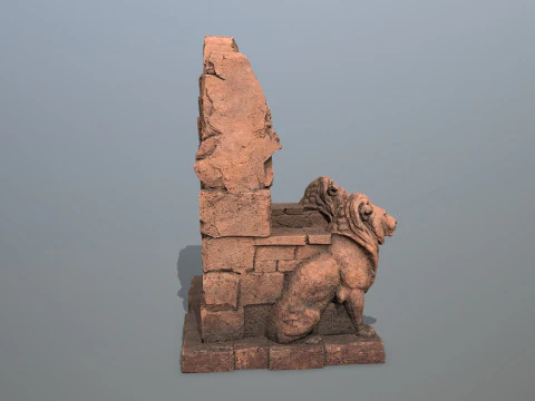 Lion Stone Throne 3D Model