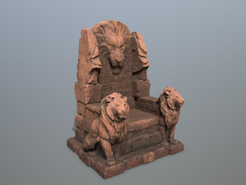 Lion Stone Throne 3D Model