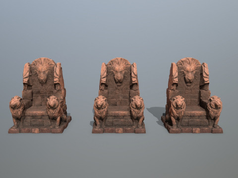 Lion Stone Throne 3D Model