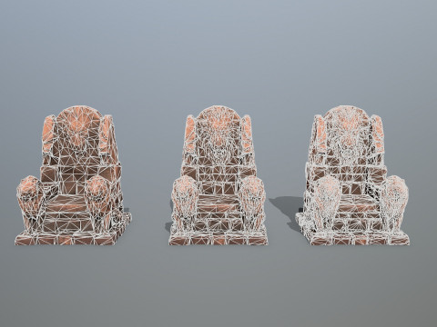 Lion Stone Throne 3D Model