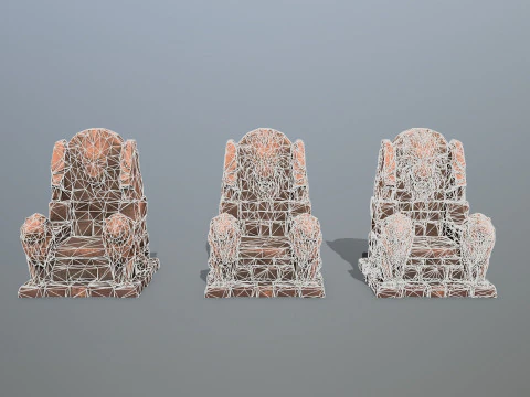 Lion Stone Throne 3D Model