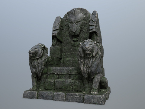 Lion Stone Throne 3D मॉडल