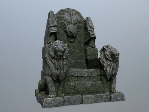 Lion Stone Throne 3D Model