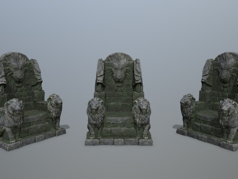 Lion Stone Throne 3D Модель