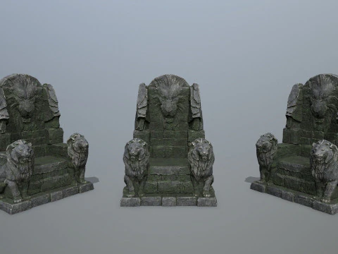 Lion Stone Throne 3D Model