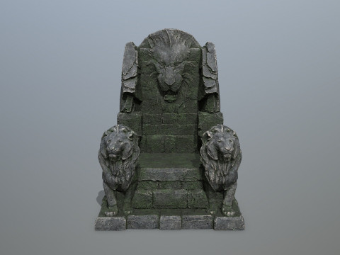 Lion Stone Throne 3D Модель