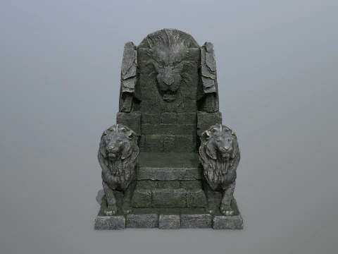 Lion Stone Throne 3D Model