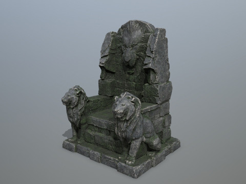 Lion Stone Throne 3D Модель