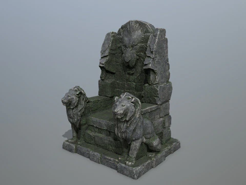 Lion Stone Throne 3D Model