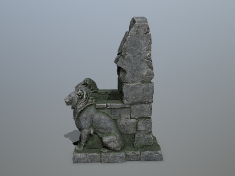 Lion Stone Throne 3D Модель