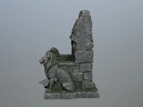 Lion Stone Throne 3D Model