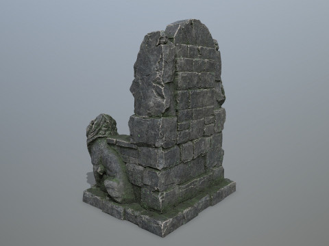 Lion Stone Throne 3D Модель