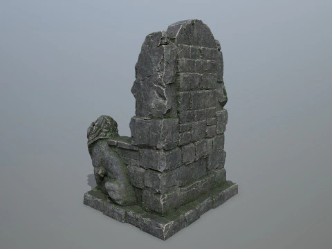 Lion Stone Throne 3D Model