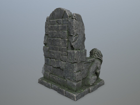 Lion Stone Throne 3D Модель