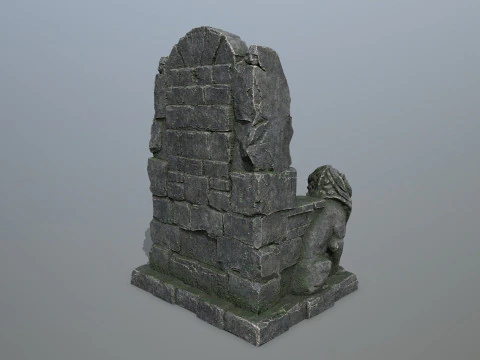 Lion Stone Throne 3D Model