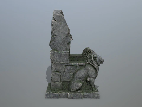 Lion Stone Throne 3D Model