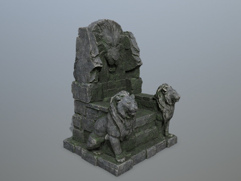Lion Stone Throne 3D Модель