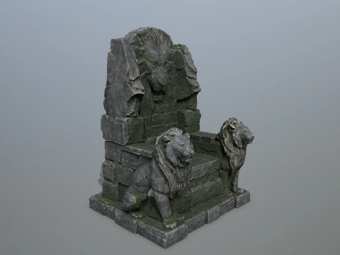 Lion Stone Throne 3D Model