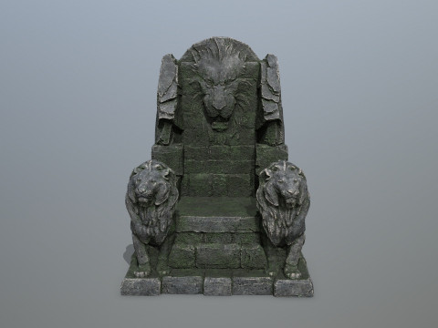 Lion Stone Throne 3D Модель