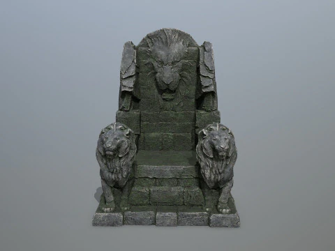 Lion Stone Throne 3D Model
