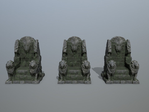 Lion Stone Throne 3D Модель