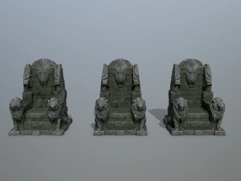 Lion Stone Throne 3D Model