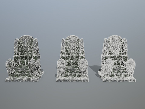 Lion Stone Throne 3D Модель