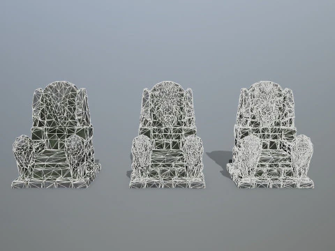 Lion Stone Throne 3D Model