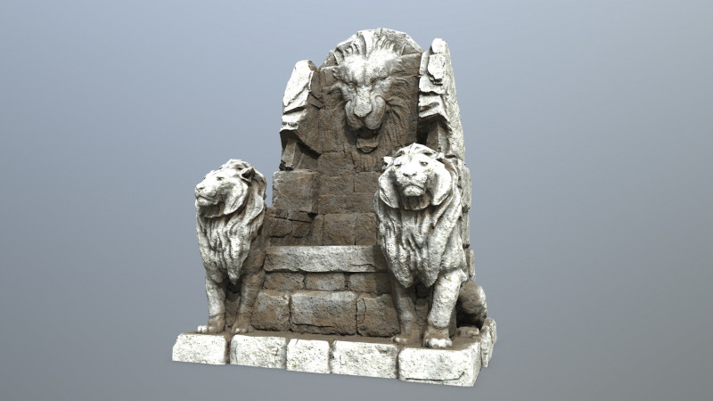 Lion Stone Throne 3D 模型 .c4d .max .obj .3ds .fbx .stl .blend