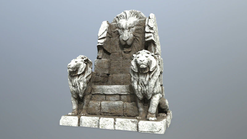 Lion Stone Throne 3D Model .c4d .max .obj .3ds .fbx .stl .blend 