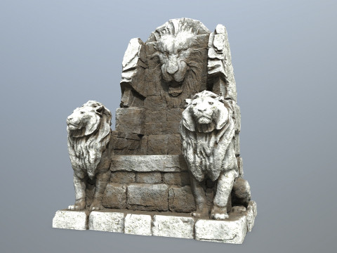 Lion Stone Throne 3D Model