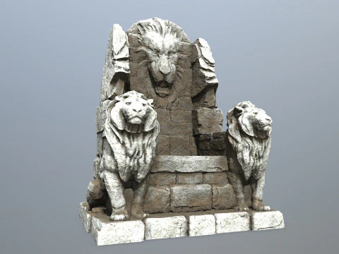 Lion Stone Throne 3D Model