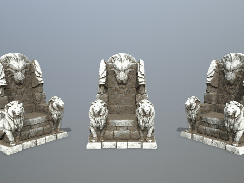 Lion Stone Throne 3D 模型