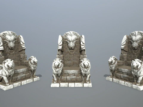 Lion Stone Throne 3D Model