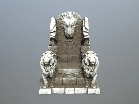 Lion Stone Throne 3D Model