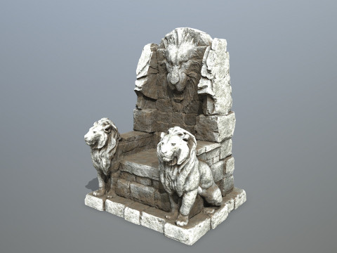 Lion Stone Throne 3D 模型